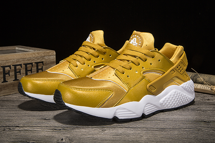 New Women Nike Air Huarache Yellow White Shoes - Click Image to Close